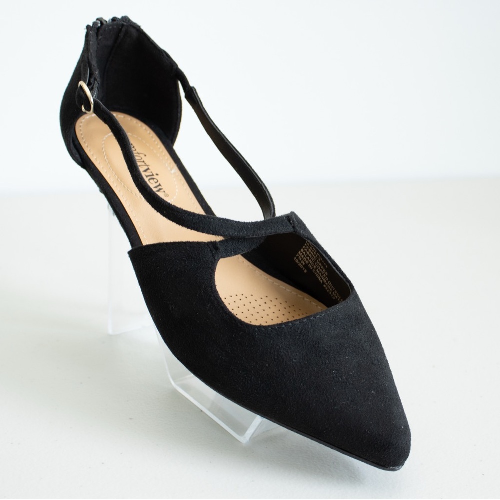 Comfortview Dawn Pointed Pumps Black Kitten Heels Cutout Women’s Shoes Size 7.5W